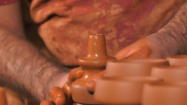 Hrnec Vyroben Clay Workshop — Stock video