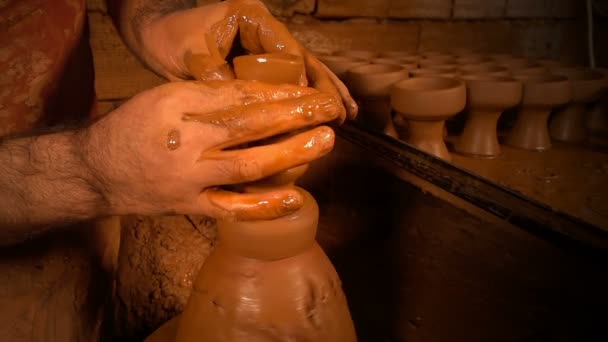 Kruka Gjord Clay Workshop — Stockvideo