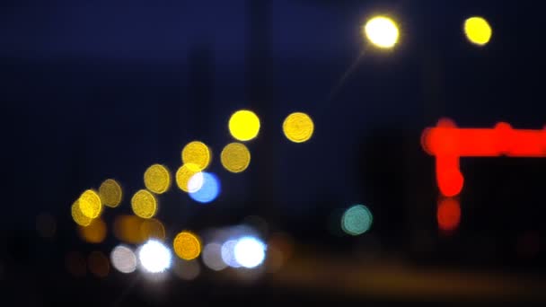Luzes Tráfego Bokeh Noite Cidade — Vídeo de Stock