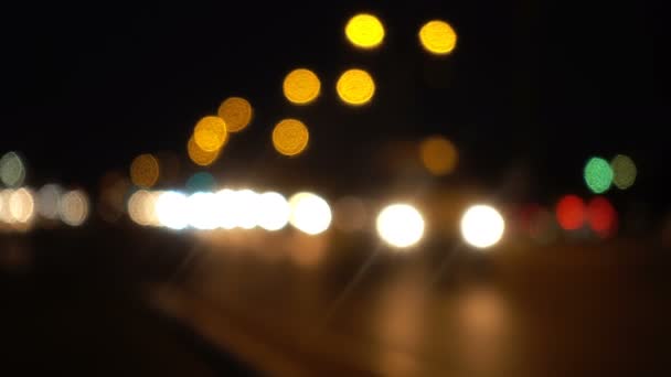 Luzes Tráfego Bokeh Noite Cidade — Vídeo de Stock