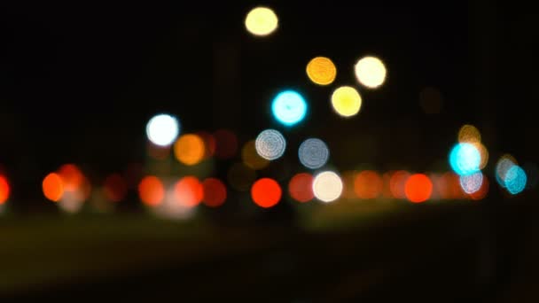 Luzes Tráfego Bokeh Noite Cidade — Vídeo de Stock