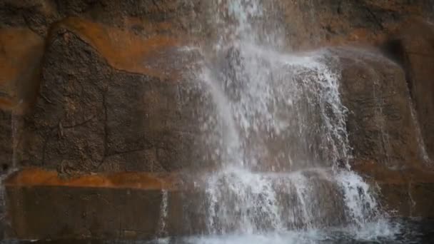 Waterfall and Brick Wall — Stock Footage Waterfall Brick Wall Video Clip