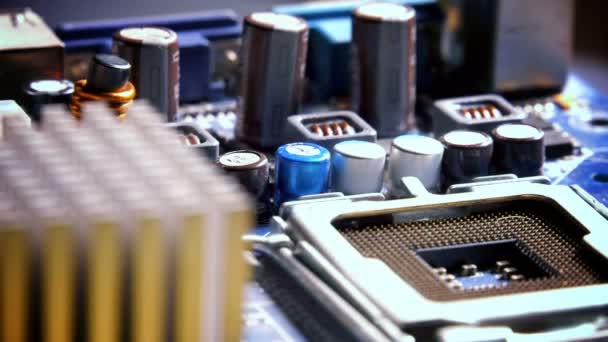Alaplap Hardver Számítógép Elektronikus Technológia Makró Kép Szimmetrizálóról — Stock videók