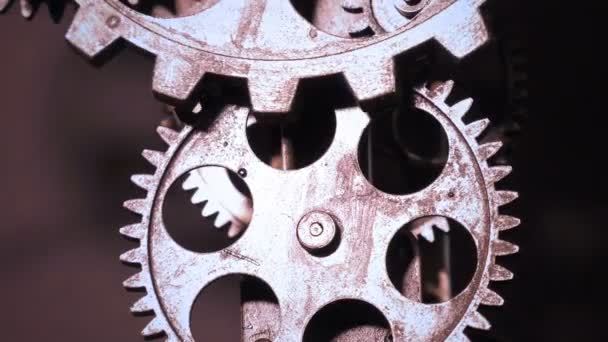 Abstracte Grunge Vuile Rusty Klok Gears Industriële Zakelijke Concept — Stockvideo