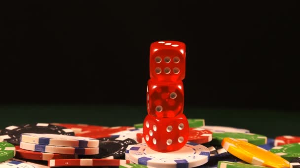 Gokken Poker Kaarten Dices Chips Toolswinnende Games Die Veel Risico — Stockvideo