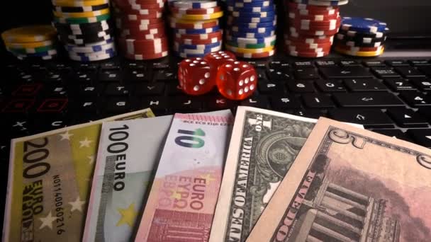 Hazard Karty Poker Dices Chipy Toolswinning Gry Która Wiele Zagrożeń — Wideo stockowe