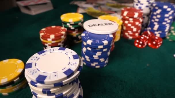 Hazard Karty Poker Dices Chipy Toolswinning Gry Która Wiele Zagrożeń — Wideo stockowe