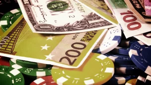 Hazardní Hráčské Hry Dices Chipsy Které Mají Spousty Rizik Úspěchů — Stock video