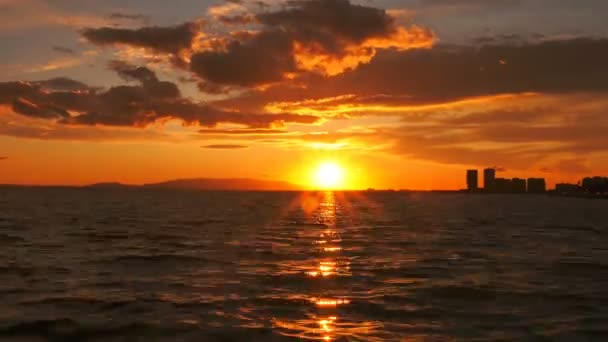 Tramonto Nuvole Celesti Mare — Video Stock