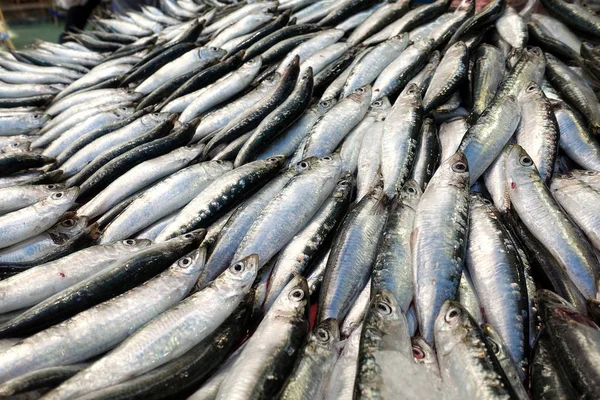 Alimentos para peixes em um carrinho de mercado de peixe — Fotografia de Stock