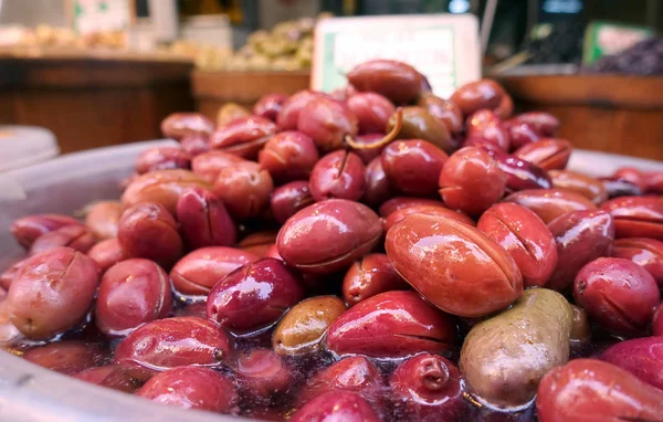 Läcker utsikt över vegetabiliska Olive Food — Stockfoto