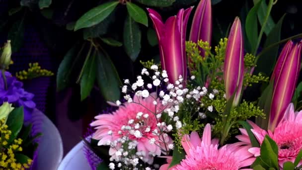 Bruiloft Speciale Dagen Bouget Samenstelling Van Bloemen — Stockvideo