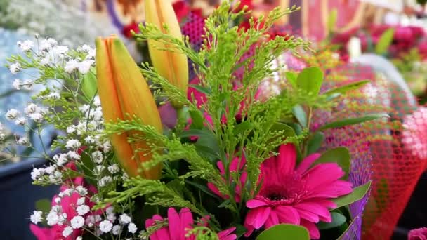 Bröllop Eller Speciella Dagar Bouget Sammansättning Blommor — Stockvideo