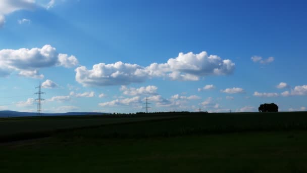 Landscape Electric Poles Clouds — Stock Video