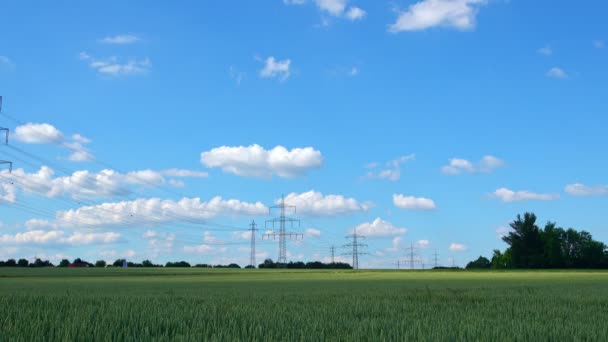 Paisaje Postes Nubes Eléctricas — Vídeos de Stock