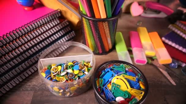 Colorful School Supplies Education — Stock Video