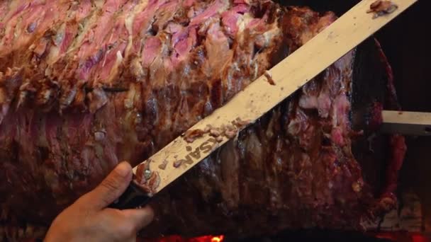 Doner Meat Traditional Turkish Restaurant — Stock Video