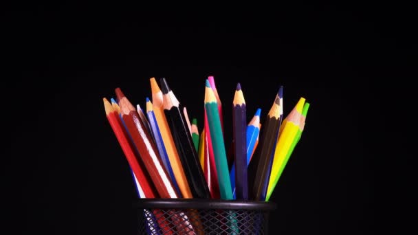 School Equipment Colorful Pencils — Stock Video