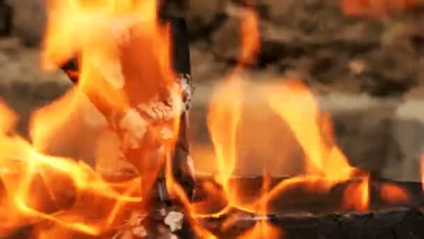 Wooden Fire Flames Smoke — Stock Video