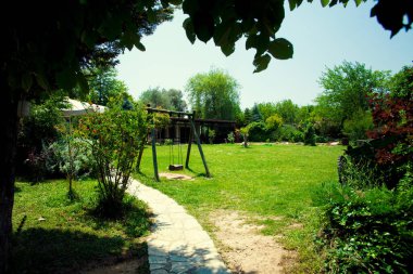 Doğadaki Çimlerde Çocukluk Salınışı Fotoğrafı