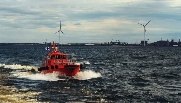 Orange Pilot Boat Sea Ship — Stock Photo, Image