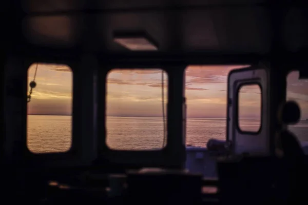 Schöner Sonnenaufgang Der Ostsee Blick Von Der Brücke Des Frachtschiffes — Stockfoto