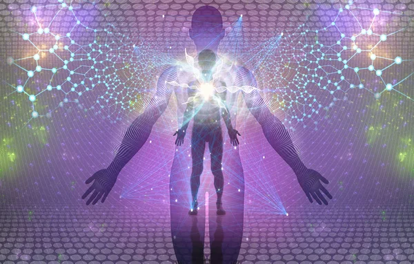 Spirituele Menselijke Awakening Enlightment Concept Grote Achtergrondafbeelding Voor Andere Doeleinden — Stockfoto