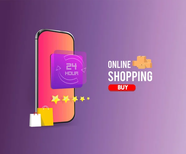 Shopping Online Siti Web Concetti Marketing Vettoriale Applicazioni Mobili Marketing — Vettoriale Stock