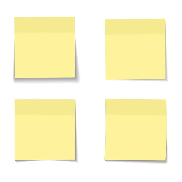 Jeu vectoriel de feuilles de mémo papier jaune réaliste — Image vectorielle