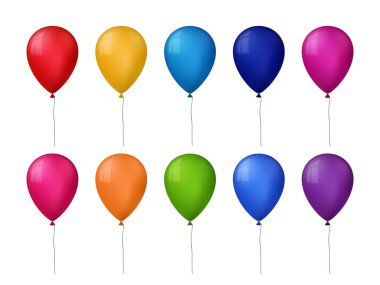 Beyaz arka plan üzerinde renkli vektör balonlar topluluğu