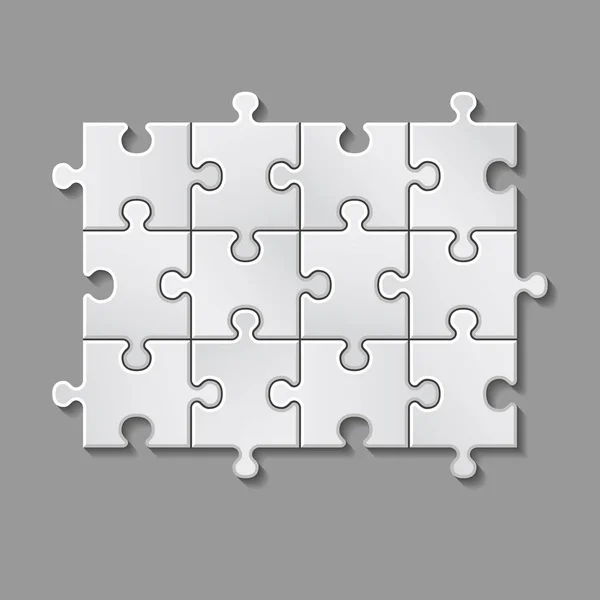 Ilustración vectorial de rompecabezas blanco hecho de pequeñas piezas — Vector de stock