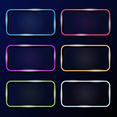 neon kare koyu arka plan üzerinde vektör toplama