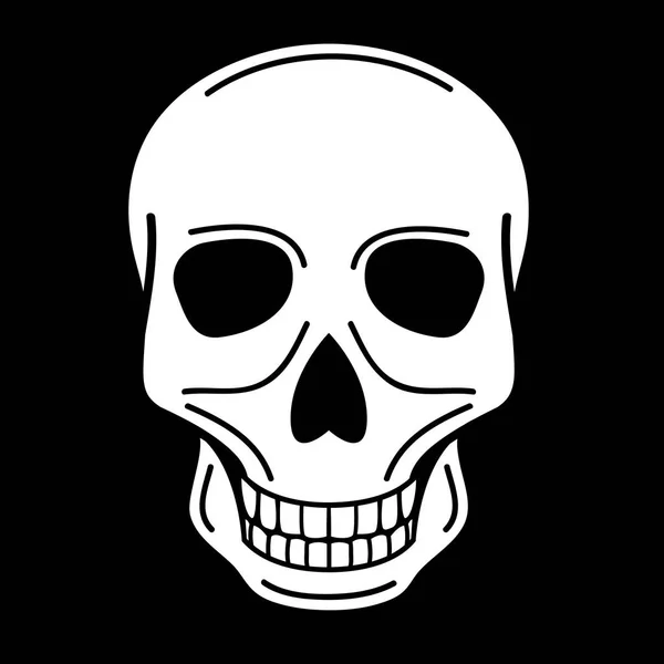 Vector illustration of human skull on black background — Stock Vector