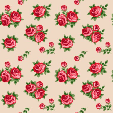 retro tarzında kırmızı güller ile vektör sorunsuz arka plan