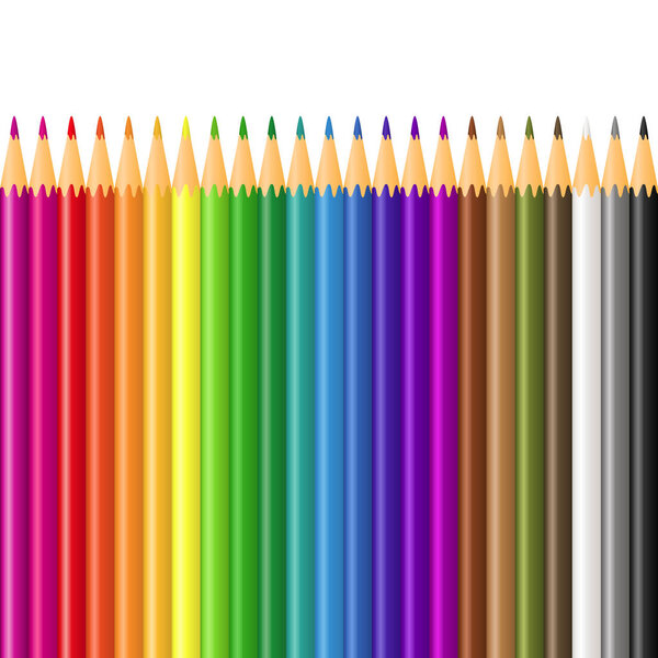 vector collection of colored pencils on white background