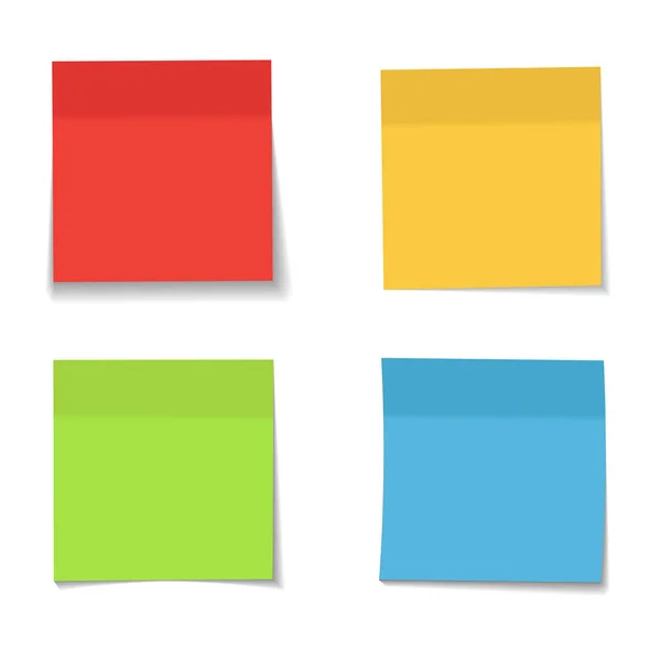 Vector Collection Colored Realistic Paper Memo Sheets — Stock Vector