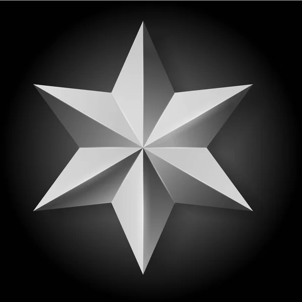 Vector realista estrella de plata sobre fondo negro — Archivo Imágenes Vectoriales