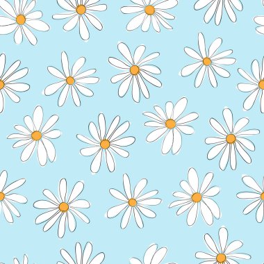 el ile vektör sorunsuz arka plan çizmek chamomiles 