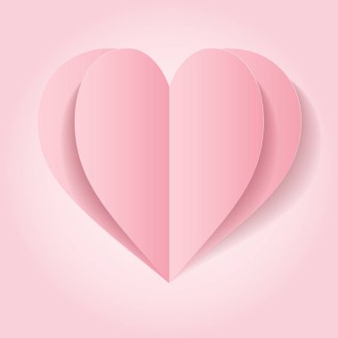 pembe kağıt kalp pembe bir arka plan üzerinde vektör