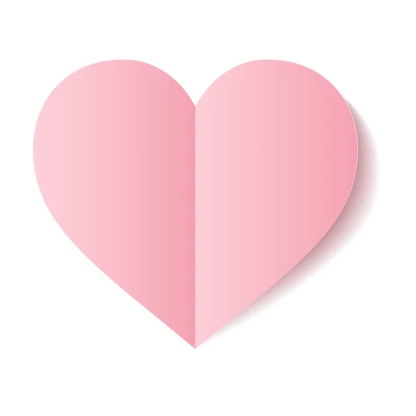 Vector rosa papper hjärtat på vit bakgrund — Stock vektor