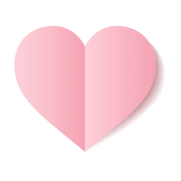 Vector pink paper heart on white background — Stock Vector