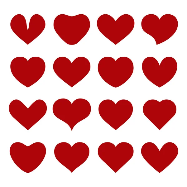 Set of vector red hearts on white background — Stock Vector