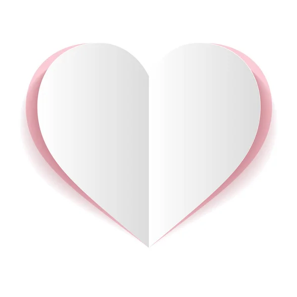 Vector white paper heart on white background — Stock Vector