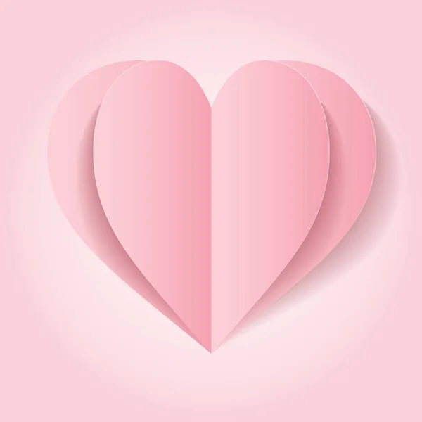 Vector rosa corazón de papel sobre fondo rosa — Vector de stock