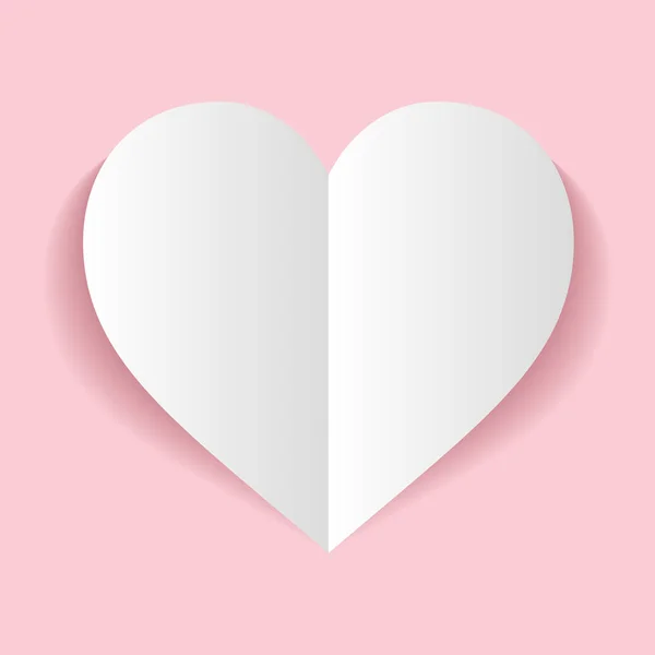 Vector white paper heart on pink background — Stock Vector