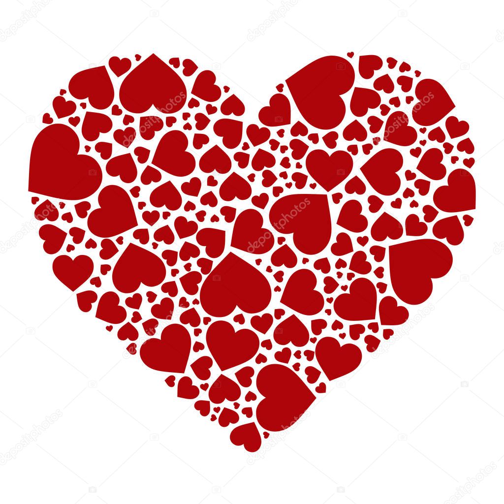vector heart made of small hearts on white background