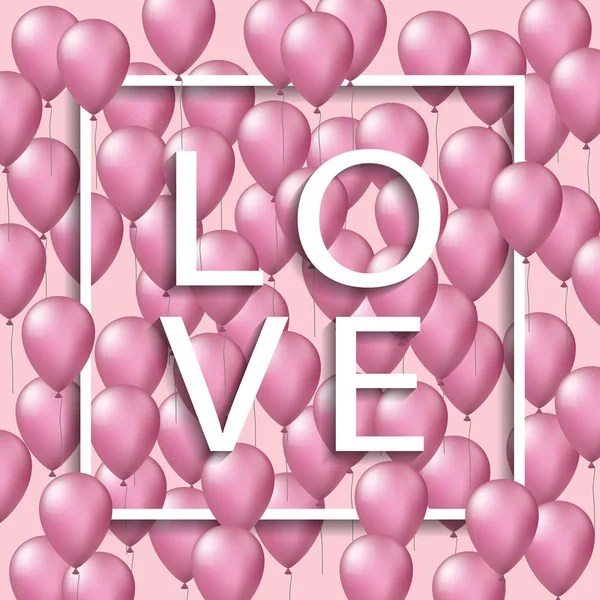 Vector st. valentine's frame with ballons on pink background — Stock Vector