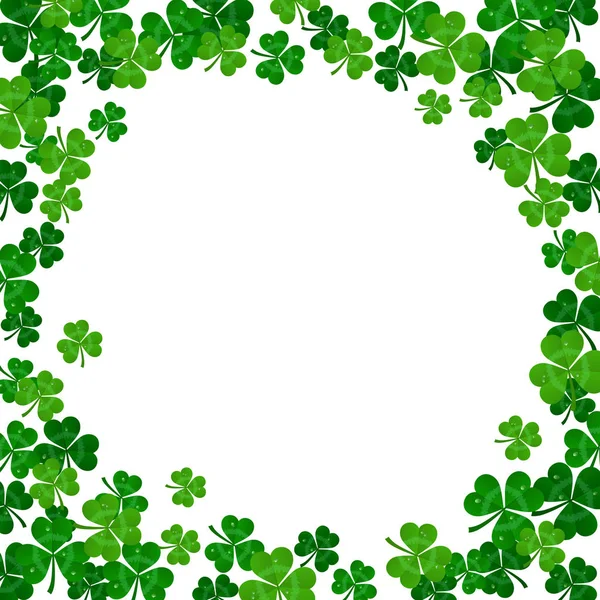 Saint Patrick 's day vector frame with green shamrock - Stok Vektor