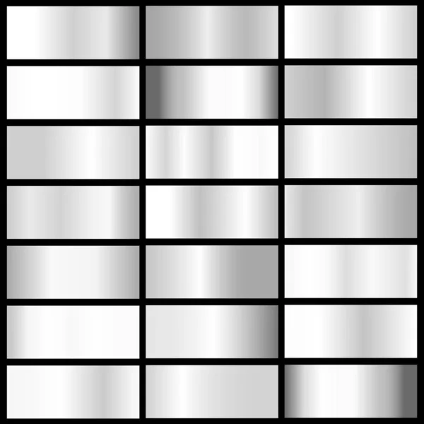 Colección vectorial de gradientes de plata metall — Vector de stock