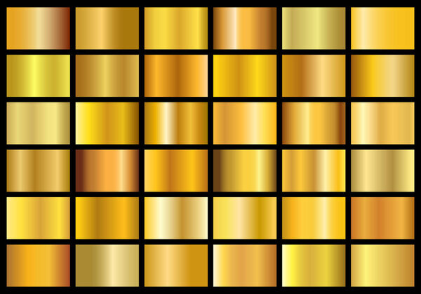 vector collection of golden metall gradients